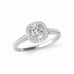 14K Gold Cushion Cut Diamond Halo Engagement Ring Strong Art Sturdy Object