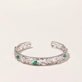 Trendy Fit 18k White Gold Emerald & Diamond Bracelet | 1.46ctw, 1.91ctw | 7"