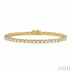 5 Ctw Square Shape Round Cut Diamond Tennis Bracelet in 14K Yellow Gold Innovative Style Connecting Element