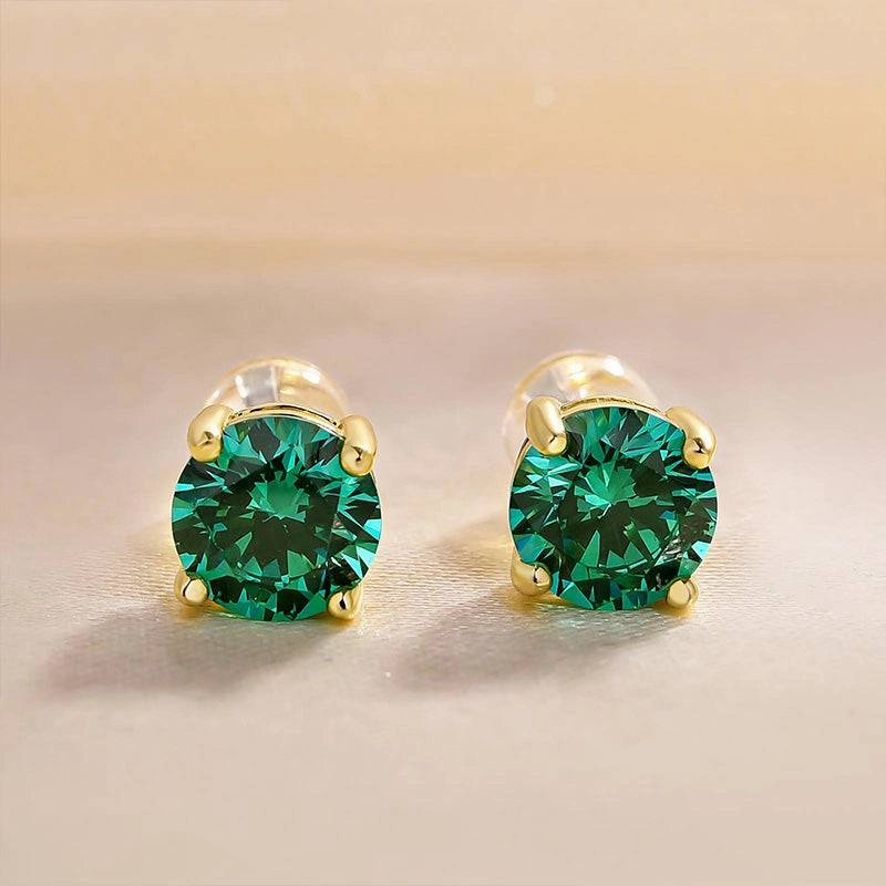 Louily Stunning Yellow Gold Round Cut Paraiba Tourmaline Earrings In Sterling Silver Flawless Glam Glowing Detail