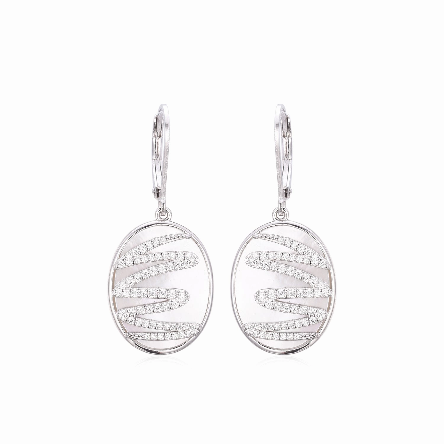 Subtle Mood Sterling Silver Mother of Pearl With Squiggle Earring
