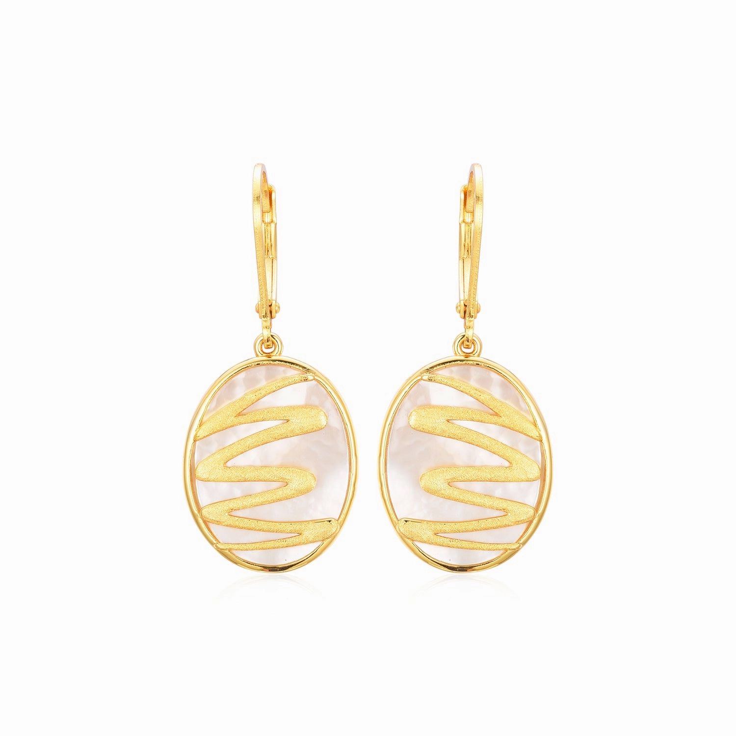 Unique Pieces Soft Match Sterling Silver Mother of Pearl With Squiggle Earring