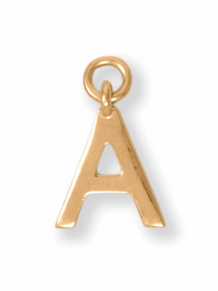 Refined Choice Alphabet Charm Gold-plated Sterling Silver Letter A