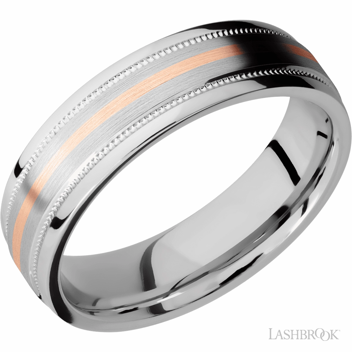 Titanium 14K Rose Gold Inlay Wedding Band 6mm Wide Work Friendly