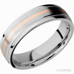 Titanium 14K Rose Gold Inlay Wedding Band 6mm Wide Budget Gift