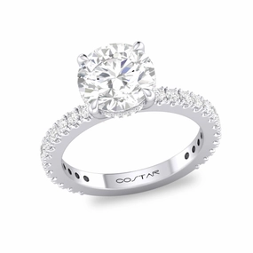 Durable Ornament Meaningful Adornment 14K White Gold 2.5Ct. Round Diamond Hidden Halo Engagement Ring