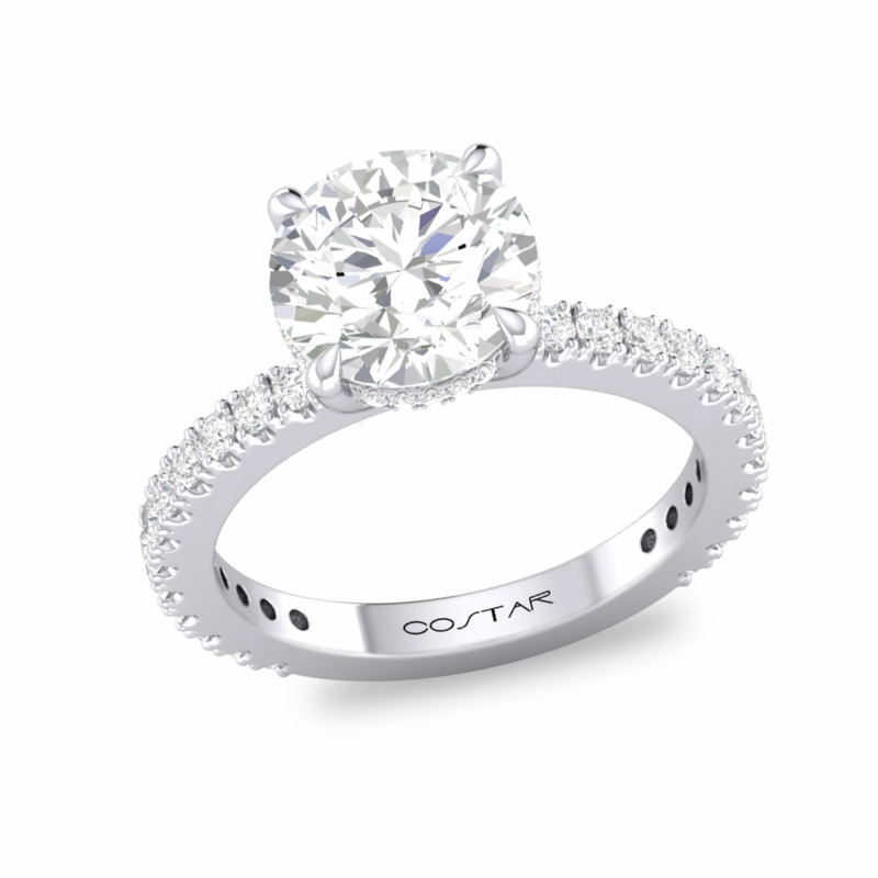 Durable Ornament Meaningful Adornment 14K White Gold 2.5Ct. Round Diamond Hidden Halo Engagement Ring