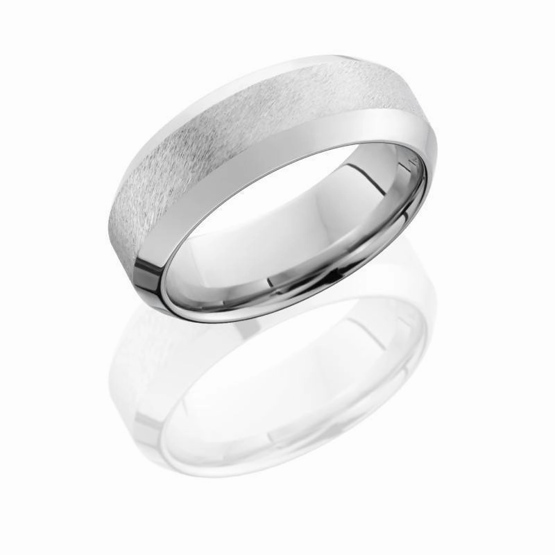Angle Stone Finish Beveled Cobalt Chrome Wedding Band 8mm Branded Work