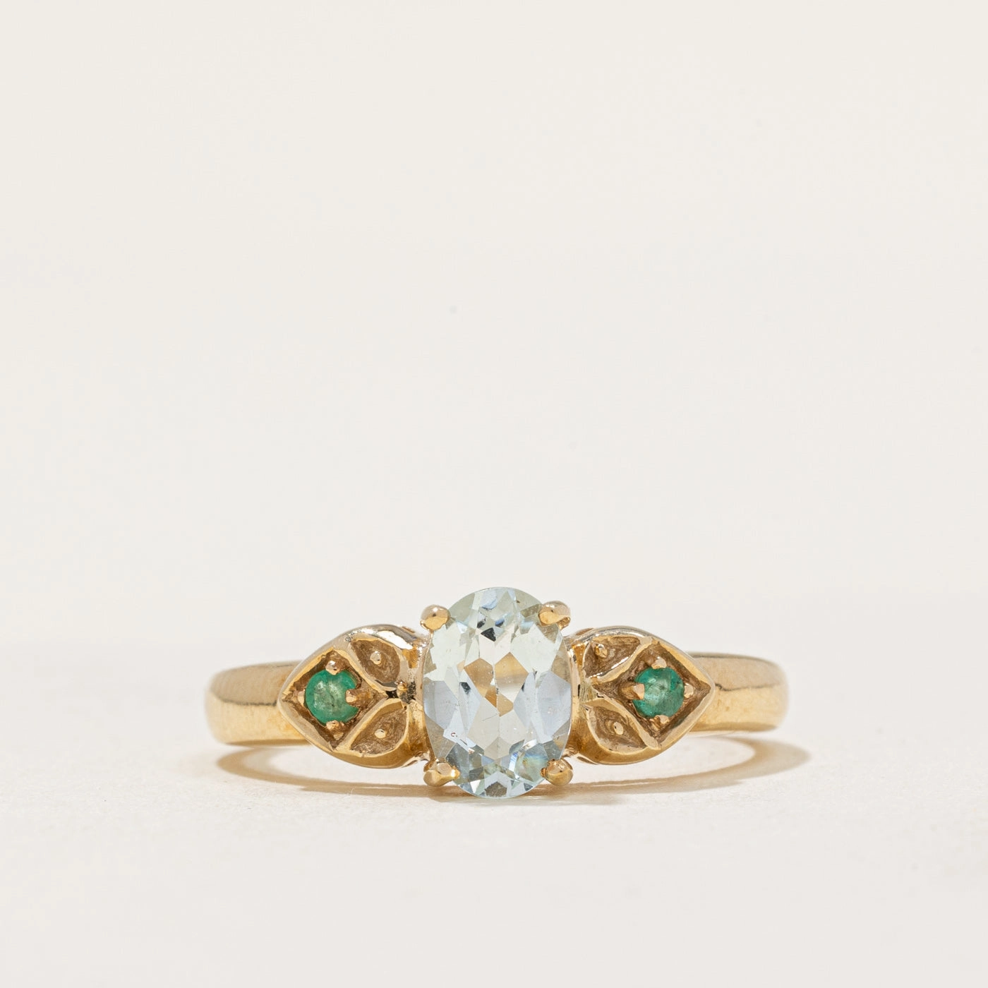 Aquamarine & Emerald Ring | 0.65ct, 0.05ctw | SZ 7.25 | Creative Finish Luxury Set