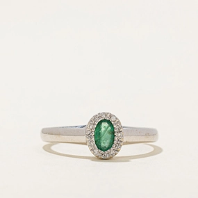 date night look Dazzling Charm Emerald & Diamond Halo Ring | 0.18ct, 0.06ctw | SZ 6.25