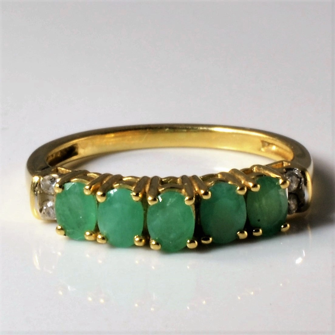 Quick Fit Holiday Glow Five Stone Emerald & Diamond Ring | 0.58ctw | 0.04ctw | SZ 7 |