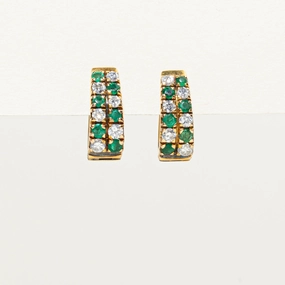 Minimal Fashion Casual Chic Emerald & Diamond Checkerboard Earrings | 0.48ctw, 0.48ctw