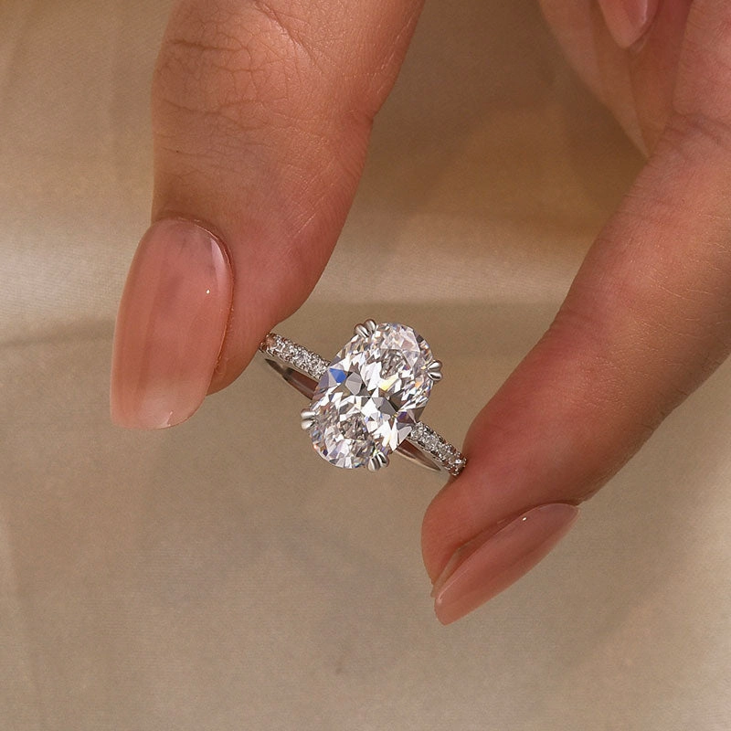 Louily Gorgeous Oval Cut Simulated Diamond Engagement Ring In Sterling Silver Everyday Sparkle