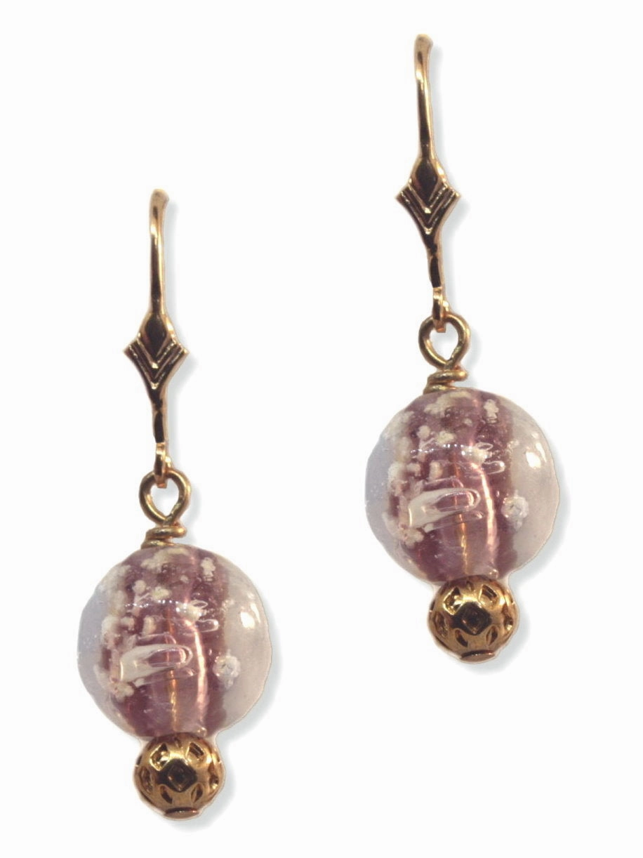 Custom Piece Glow in the Dark Earrings Purple Handmade Lampwork Glass Dangles