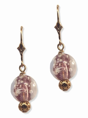 Custom Piece Glow in the Dark Earrings Purple Handmade Lampwork Glass Dangles