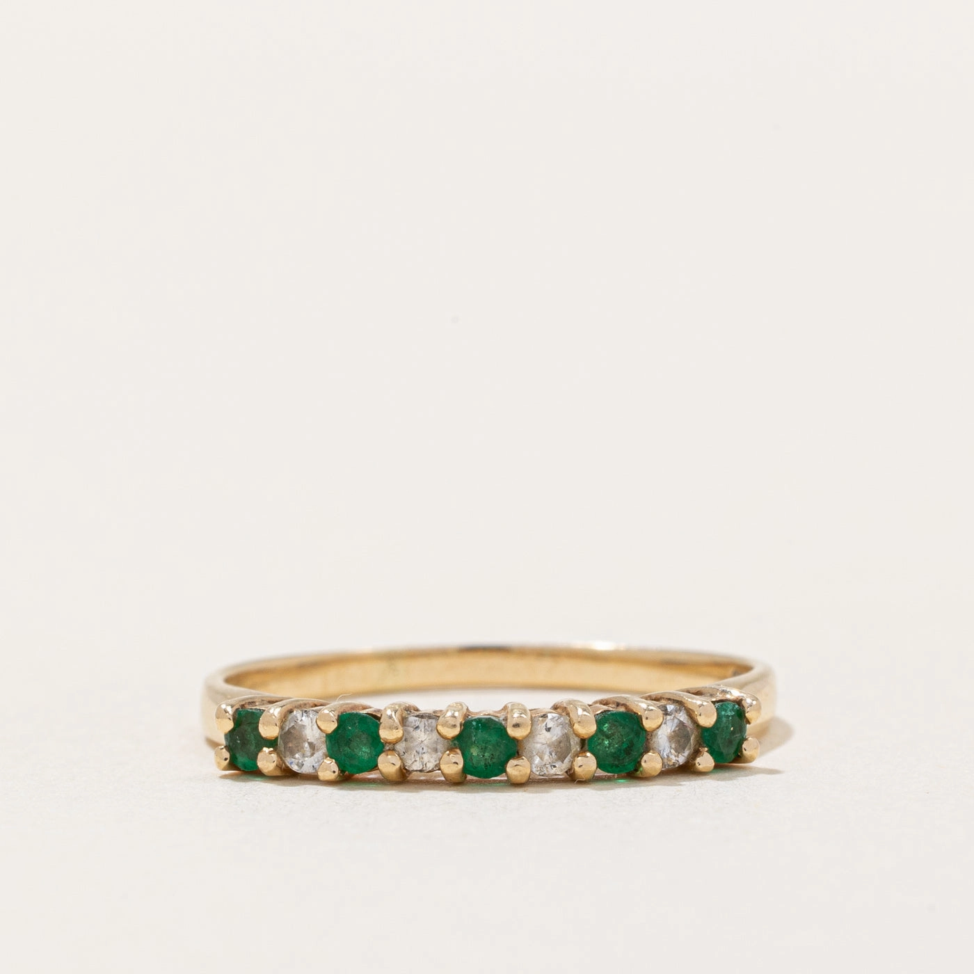 Sophisticated Style Diamond & Emerald Ring | 0.10ctw, 0.08ctw | SZ 7.25 |