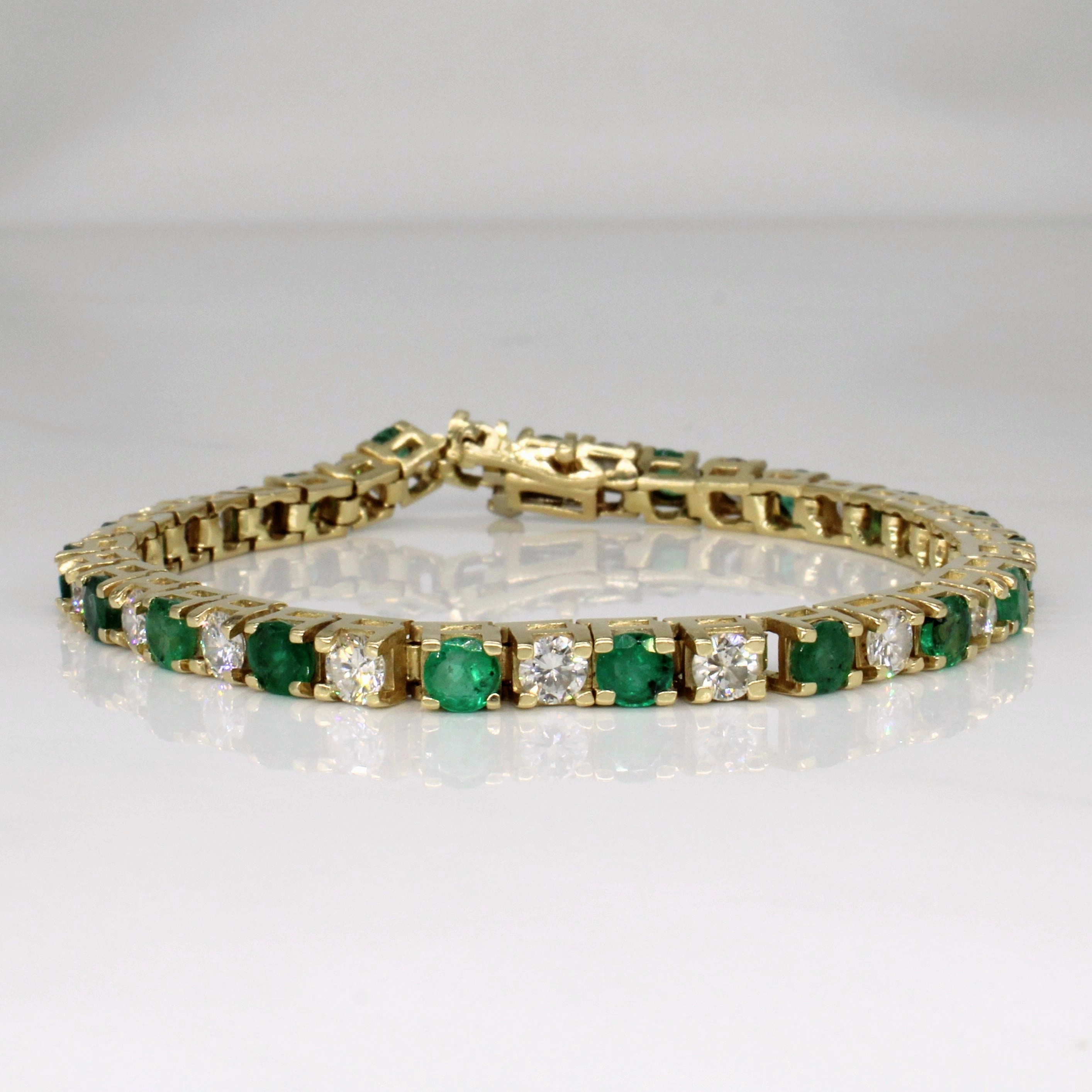 Everyday Touch Power Look Diamond & Emerald Tennis Bracelet | 4.08ctw, 3.51ctw | 7" |
