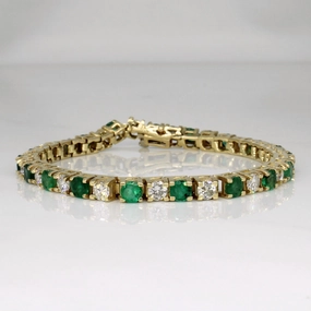 Everyday Touch Power Look Diamond & Emerald Tennis Bracelet | 4.08ctw, 3.51ctw | 7" |