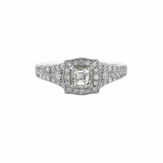 ASSCHER CUT DIAMOND RING WITH DIAMONDS THROUGHOUT SETTING 1.02CT TW Elegant Product Romantic Gesture