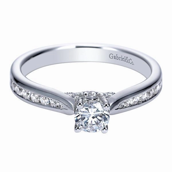 Channel Set Round Diamond Ring 1/2 Cttw 14k White Gold Handcrafted Jewelry HighEnd Trinket