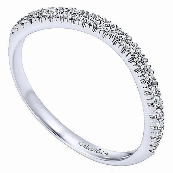 Graceful Texture Excellent Item Split Prong Contoured Diamond Band .15 Cttw 14K Gold 216B