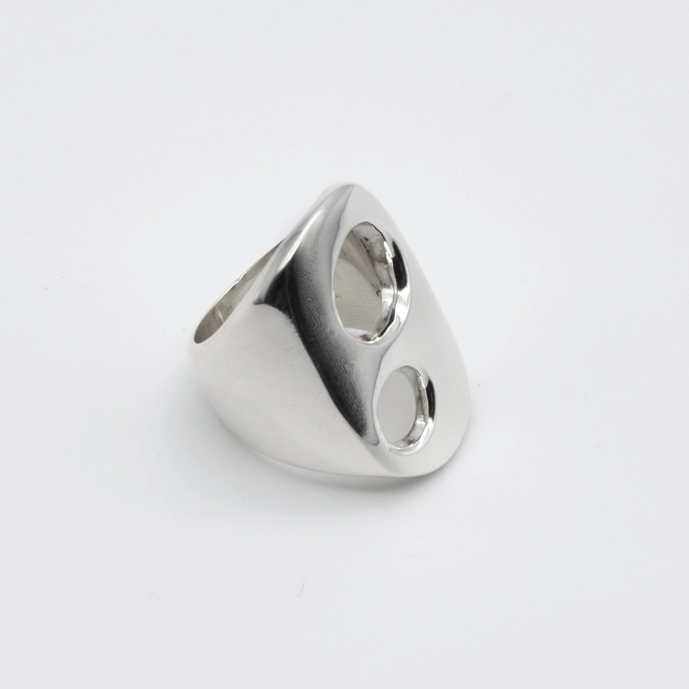 Handcrafted Embellishment Anniversary Celebration Asymmetrical Solid Sterling Silver Ridged Ring