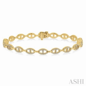 Unique Opportunity Downtown Edge 1 Ctw Mariner Link Round Cut Diamond Bracelet in 14K Yellow Gold