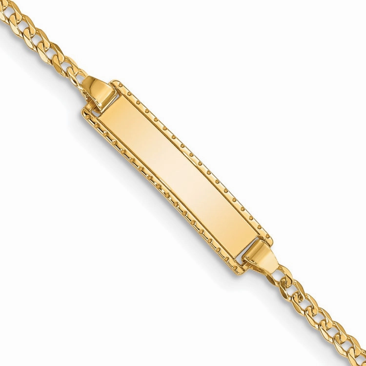 14k Polished Solid Chain/Solid Plate Curb Link 18.5x5mm Plate 6 inch Baby/Child ID Bracelet Enduring Blends