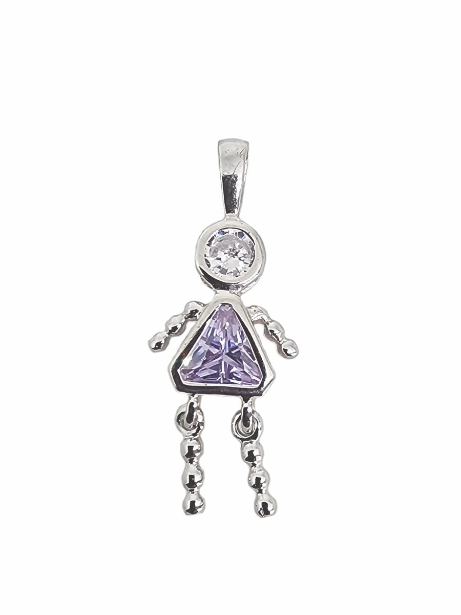 Eye-catching Design Romantic Moment AzureBella Jewelry Birthstone Kids Pendant June Purple with Cubic Zirconia Rhodium on Sterling Silver