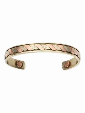 Handcrafted Design AzureBella Jewelry Therapy Magnetic Copper Cuff Bracelet with Two Tone Rope Design 10mm Wide