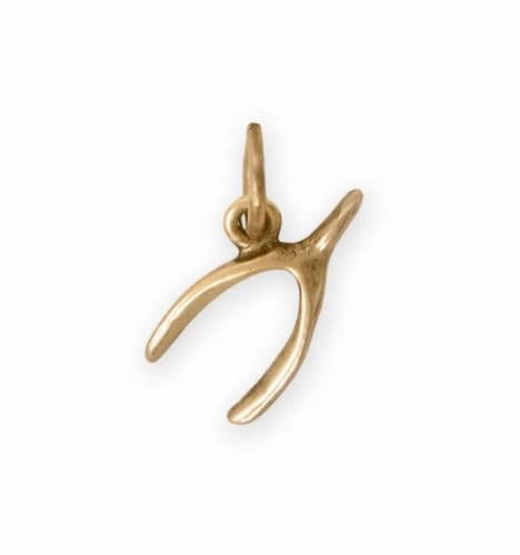 AzureBella Jewelry Wishbone Charm Gold Plated Sterling Silver - Made in the USA Graceful Elegance
