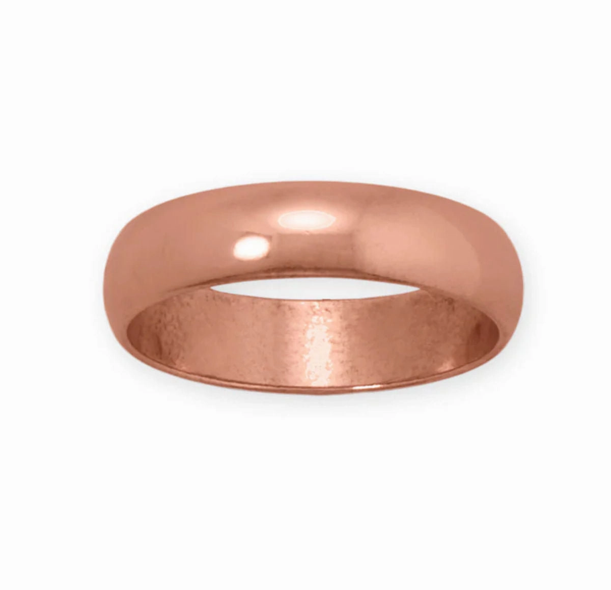 Precious Gemstones Domed Copper Band Ring 4.7mm Width - Made in The USA