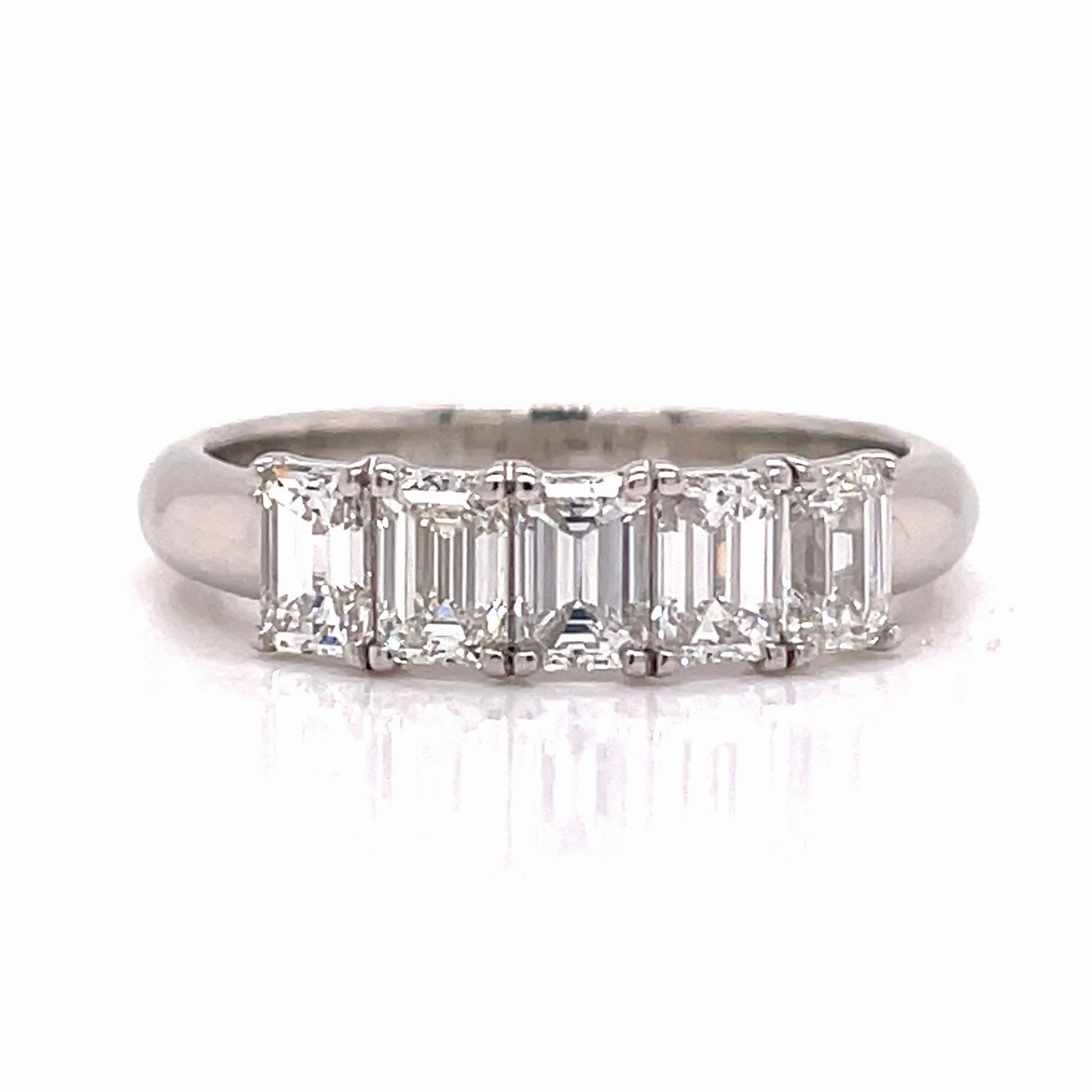Platinum 5-Stone Emerald Diamond Anniversary Band (1.23cttw) Elite Choice