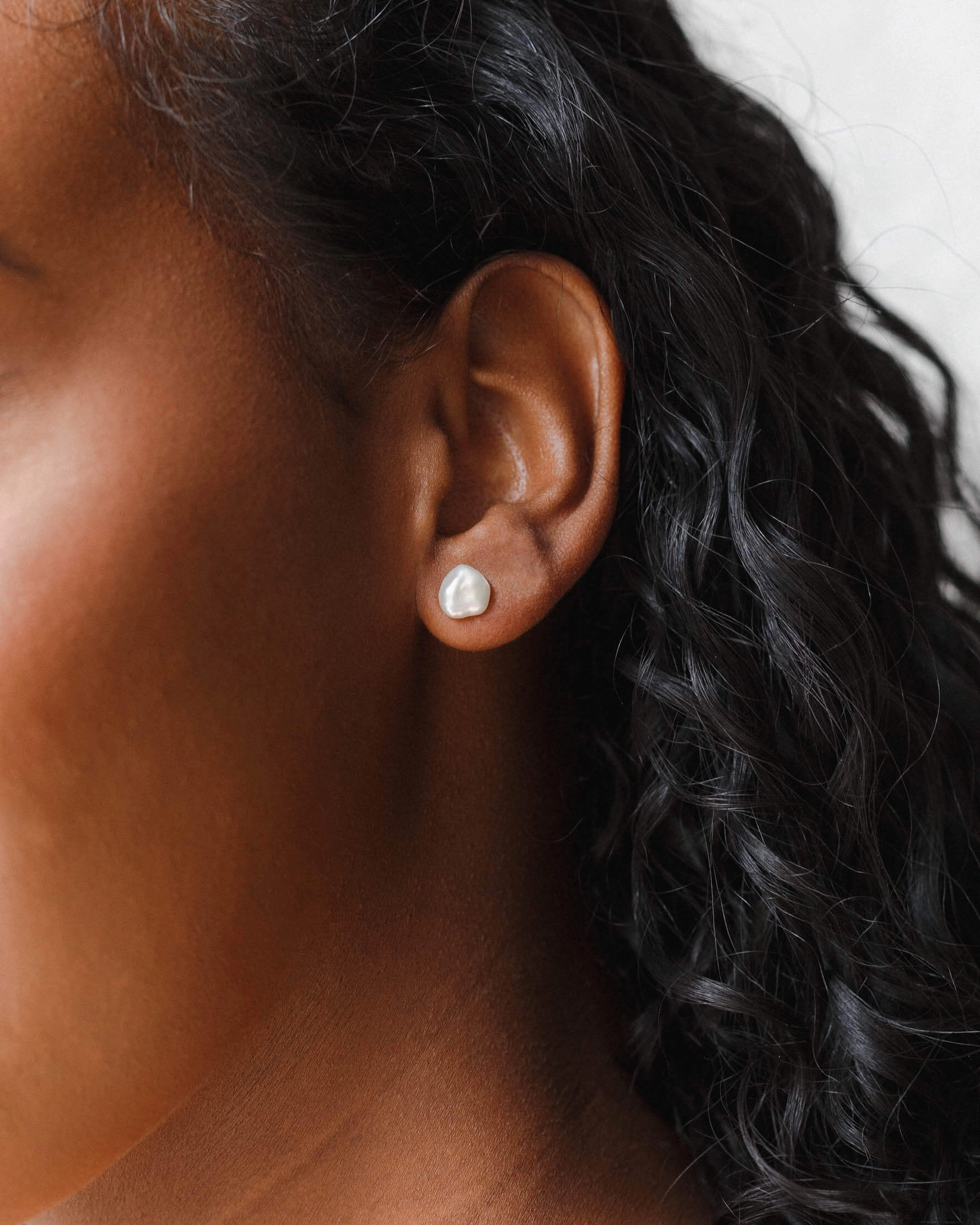 Baroque Pearl Studs Minimalist Piece Polished Feature