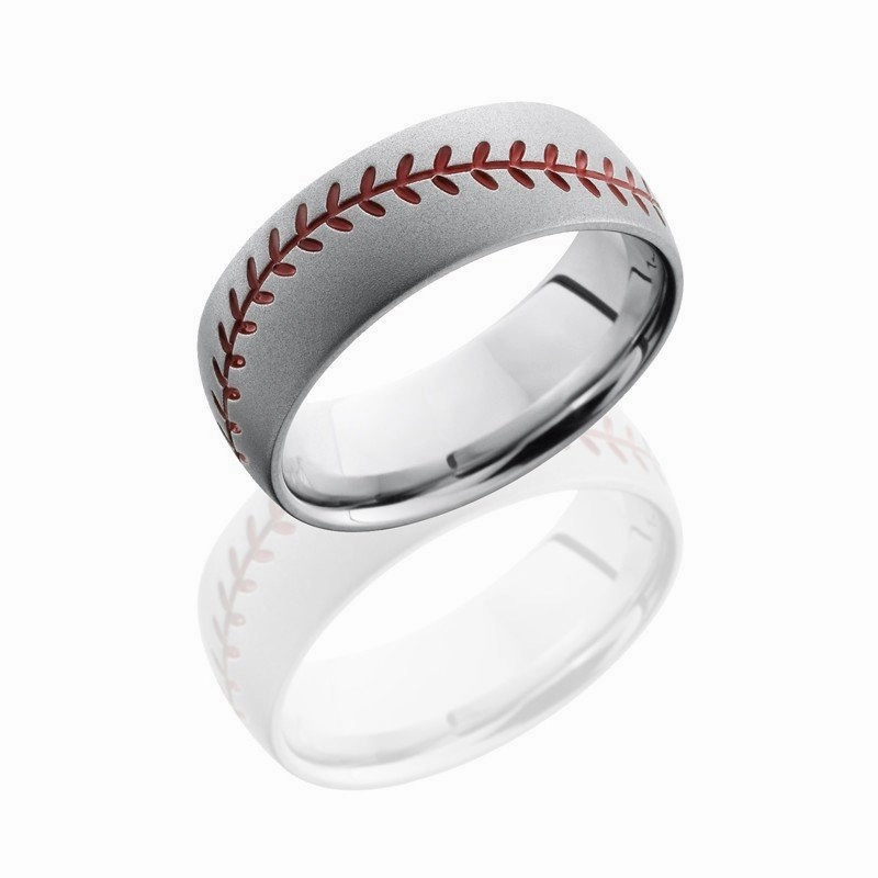 Romantic Moment Baseball Design Red Stitch Pattern Band Cobalt Chrome 8mm