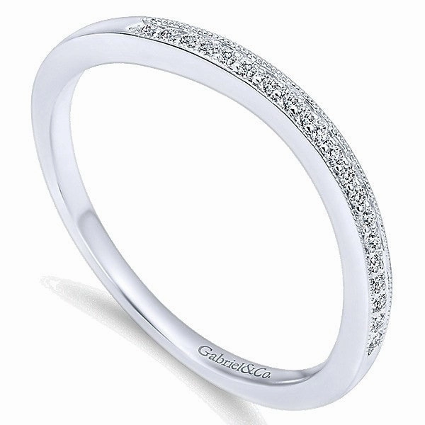 Sentimental Design Bead Set Contoured Diamond Band .05 Cttw 14k White Gold 191B