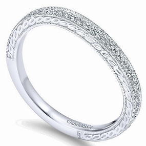 Actual Piece Evolutionary Trend Bead Set Contoured Engraved Shank Diamond Band .13 Cttw 70B