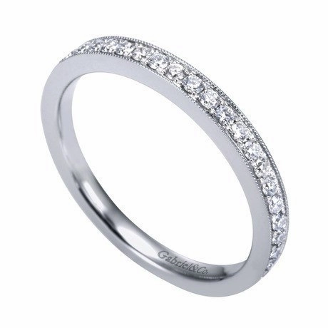 Elegant Accent Bead Set Diamond Band .25 Cttw 14K White Gold