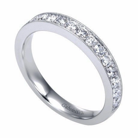 Classic Adornment Bead Set Diamond Band .50 Cttw 14K White Gold