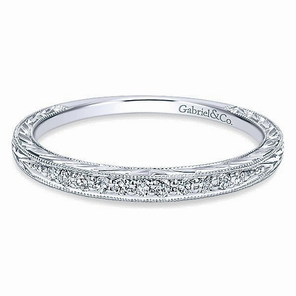 Contemporary Bauble Bead Set Engraved Diamond Ring 1/10 Cttw 14K White Gold