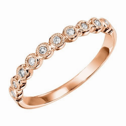 Resilient Appearance Bead Set Round Station Diamond Ring .12 Cttw 10K Rose Gold