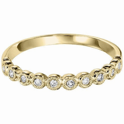 Petite Favorite Bead Set Round Station Diamond Ring .12 Cttw 10K Yellow Gold
