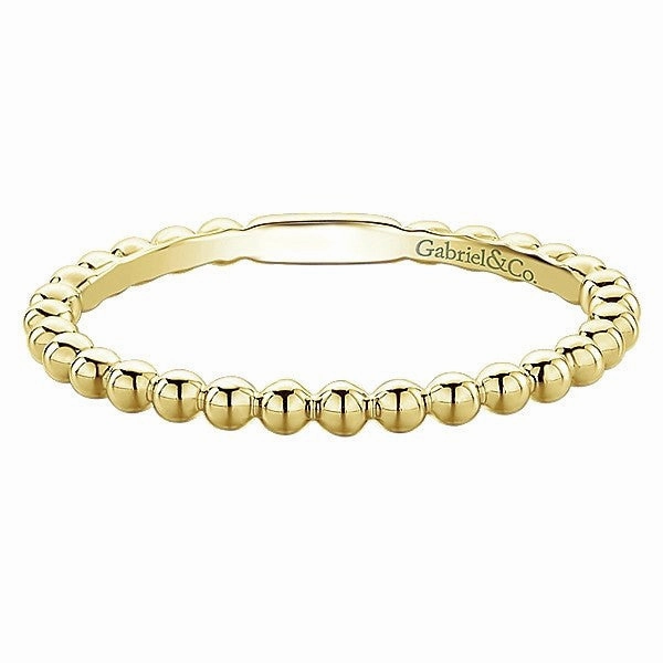 Beautiful Ornament Convenient Care Beaded Ball Design Stackable Band 14K Yellow Gold