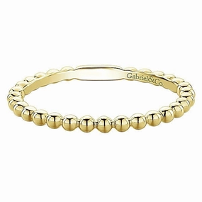 Beautiful Ornament Convenient Care Beaded Ball Design Stackable Band 14K Yellow Gold