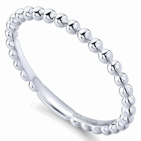Beaded Metal Design Stackable Band 14K White Gold Durable Design