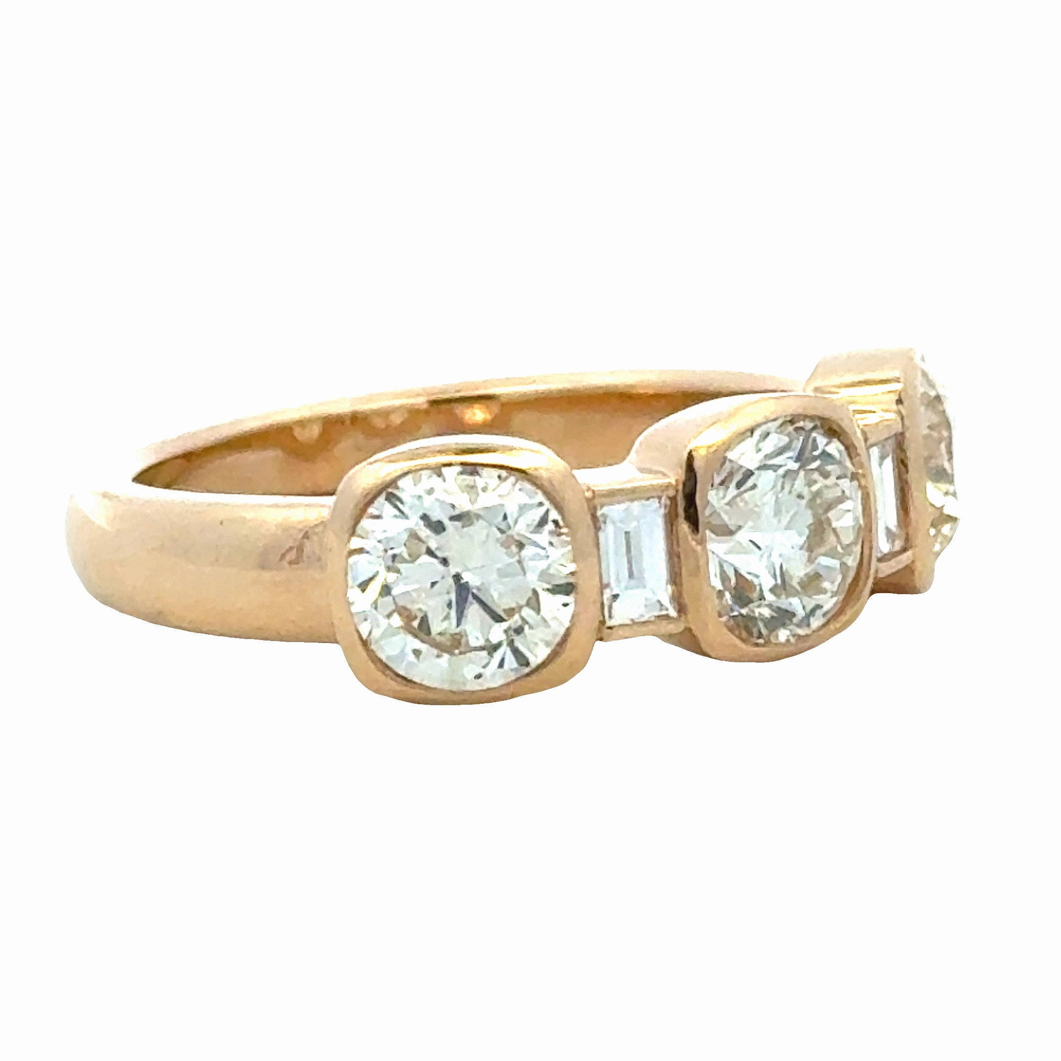 14KY 5-Stone Round and Baguette Bezel Anniversary Band Artistic Shape Refined Jewelry