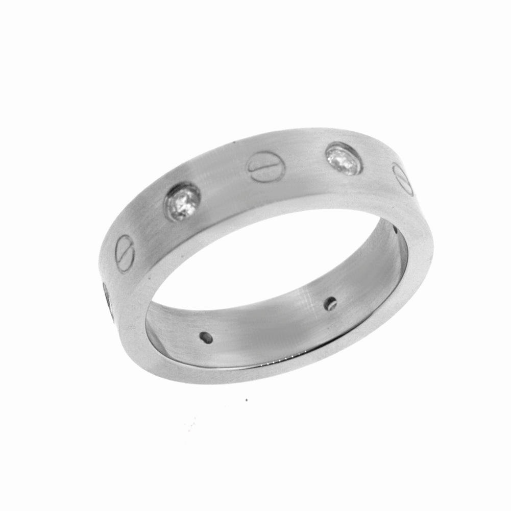 SilverPeace Stainless Steel 6mm Band Ring with CZ All Around Polished Comfort Fit 11 Sophisticated Finish