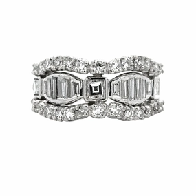 Platinum Baguette and Round Diamond Anniversary Band Artistic Work Meaningful Expression