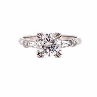 DIAMOND RING WITH TAPERED BAGUETTE SHANK (1.31cttw) Graduation Present Sleek Look