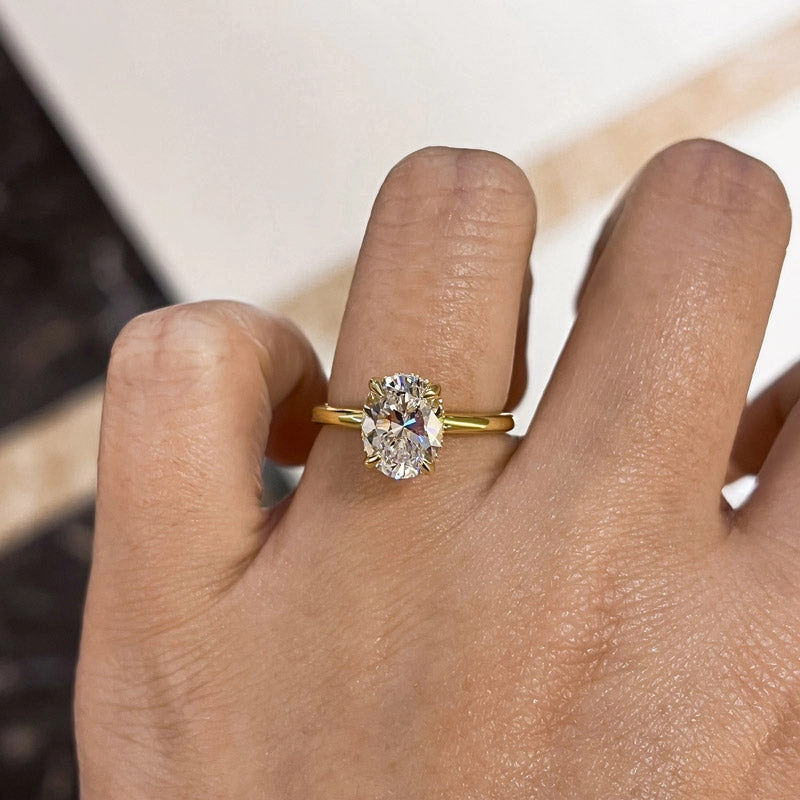 Modern Pair Louily Sparkle Oval Cut Engagement Ring In Sterling Silver